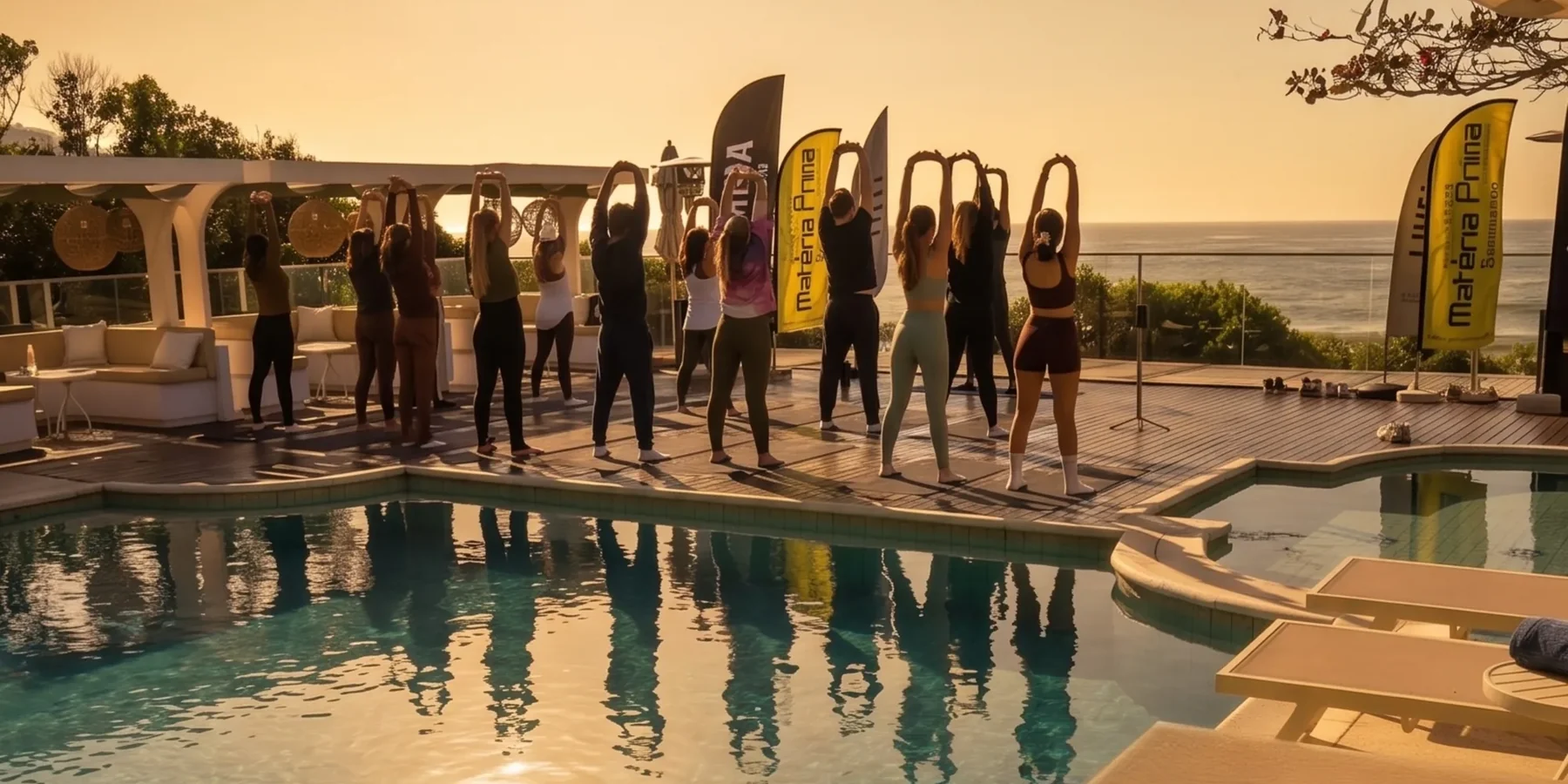 Yoga ao pôr do sol.