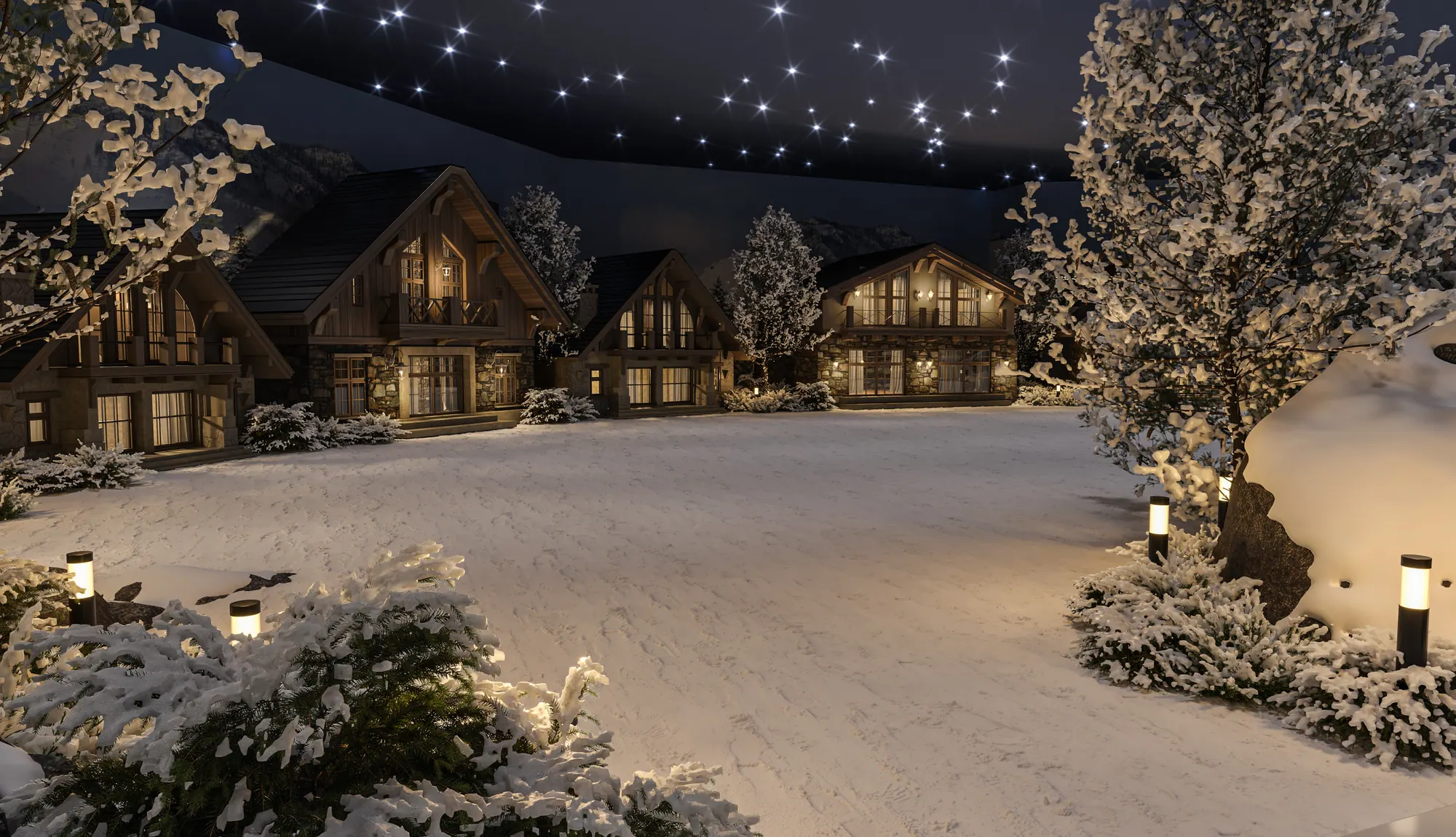 A vila alpina do Swiss Club, na neve